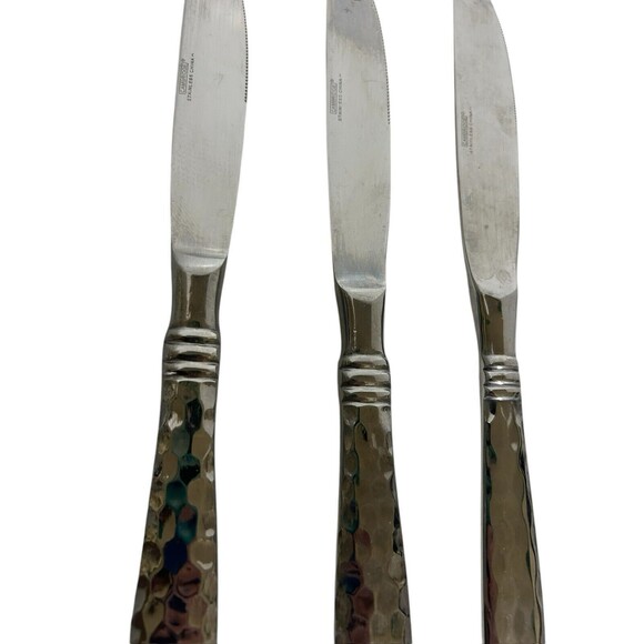 Cambridge MAJESTY Stainless Hammered 18/10 Glossy Flatware 3 Butter Knives - Picture 8 of 9